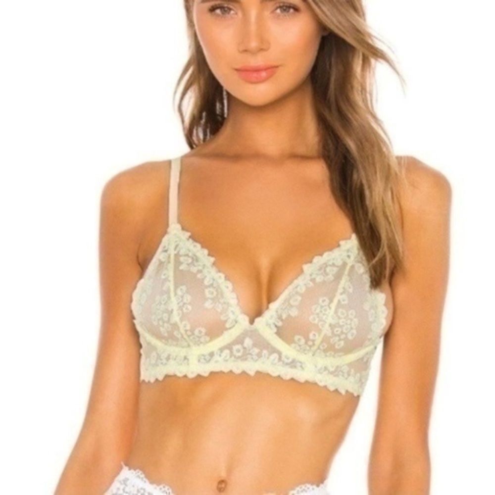 Women's 34C NWT Free People Veronica Yellow Lace Underwire Bra New